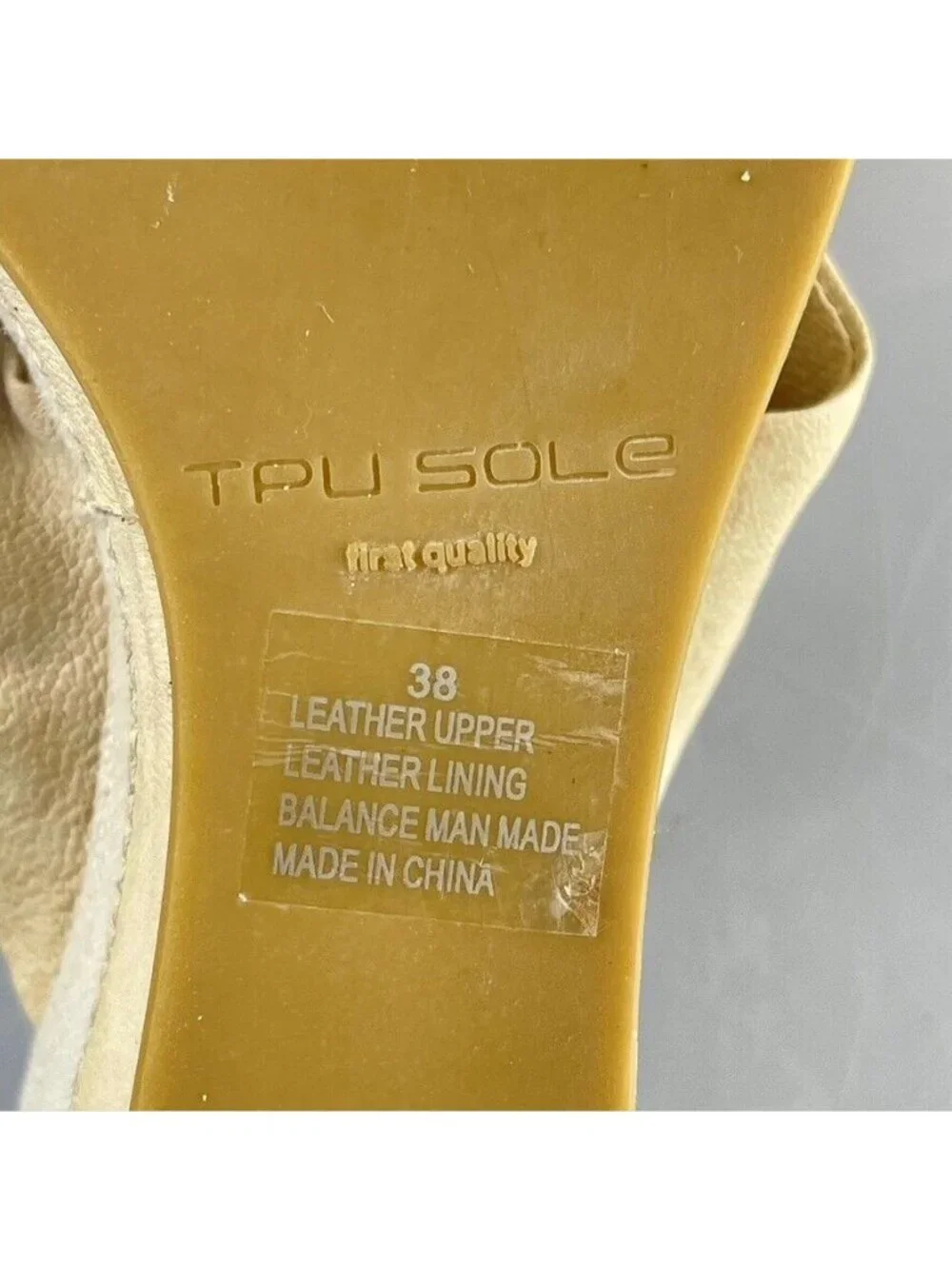 One of Two TPU SOLE Platform Wedge Thongs Leather-Linen Ivory Women Eu 38 US 7